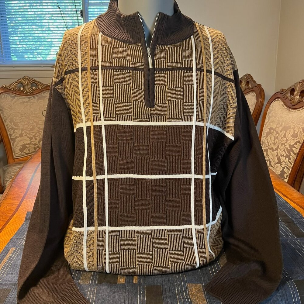 Stacy Adams Men’s Sweater • Brown Knit XL • Classic Textured Pullover